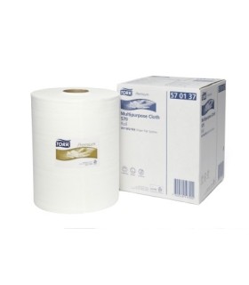 Chiffon de nettoyage Tork Premium extra-forts, rouleau de 160 feuilles, blanc