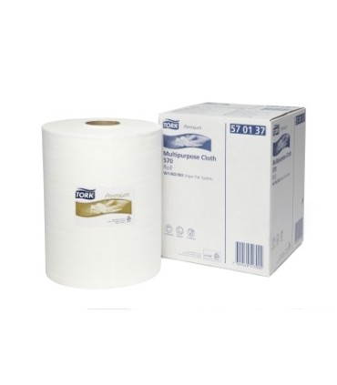 Chiffon de nettoyage Tork Premium extra-forts, rouleau de 160 feuilles, blanc