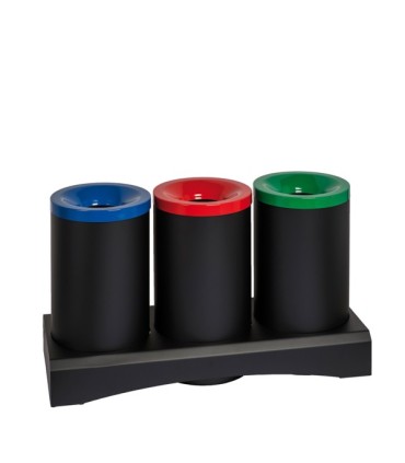 Poubelles de tri noires avec socle de maintien