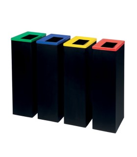 Poubelle de tri noire rectangulaire avec ouverture simple