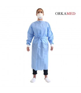 Blouse de protection médicale bleue jetable