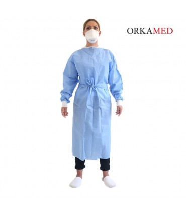 Blouse de protection médicale bleue jetable