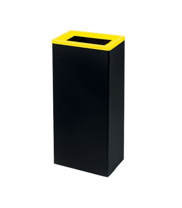 Poubelle de tri noire rectangulaire avec ouverture simple