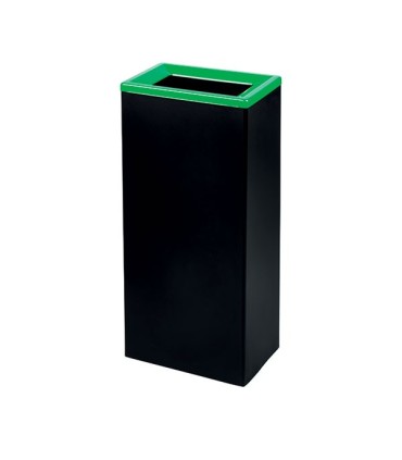 Poubelle de tri noire rectangulaire avec ouverture simple