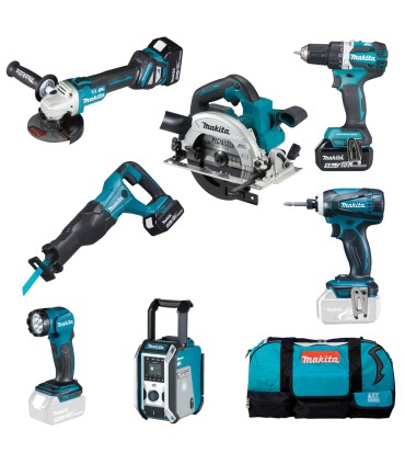 Pack 6 machines Makita LXT 18V + lampe