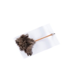 Plumeau 49 cm en bois de de hêtre cru et plumes d'autruche