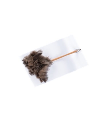 Plumeau 49 cm en bois de de hêtre cru et plumes d'autruche