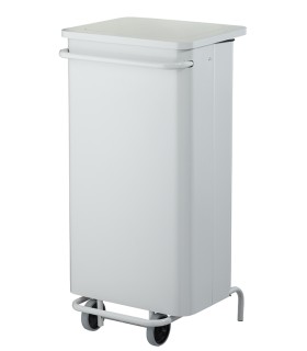 Poubelle à pédale rectangulaire blanche 70, 110 lt